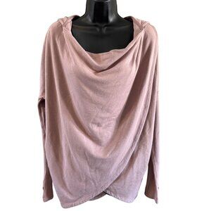 Athleta Womens XS Cozy Mauve Wrap-Style Long Sleeve Hoodie Top Purana